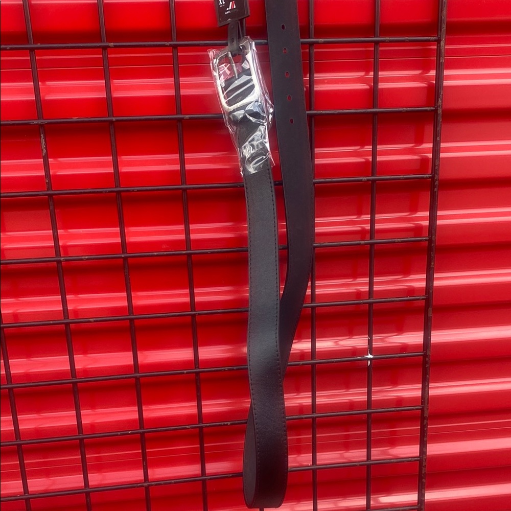 Black Leather Belt with Silver Buckle